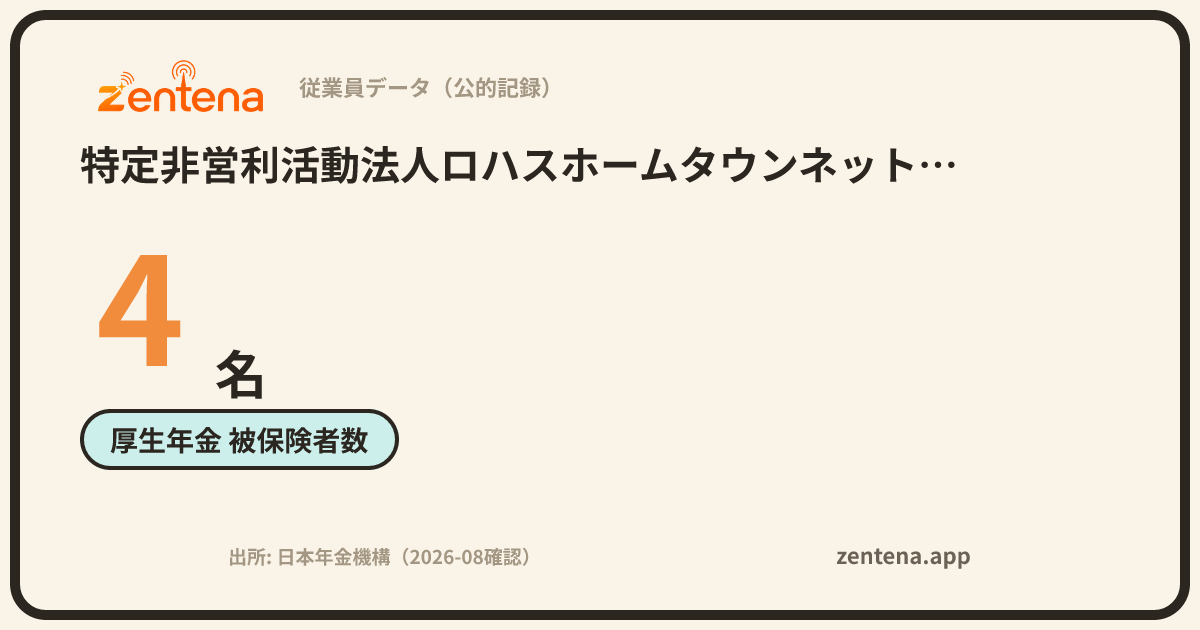 特定非営利活動法人ロハスホームタウンネットワークの従業員データカード