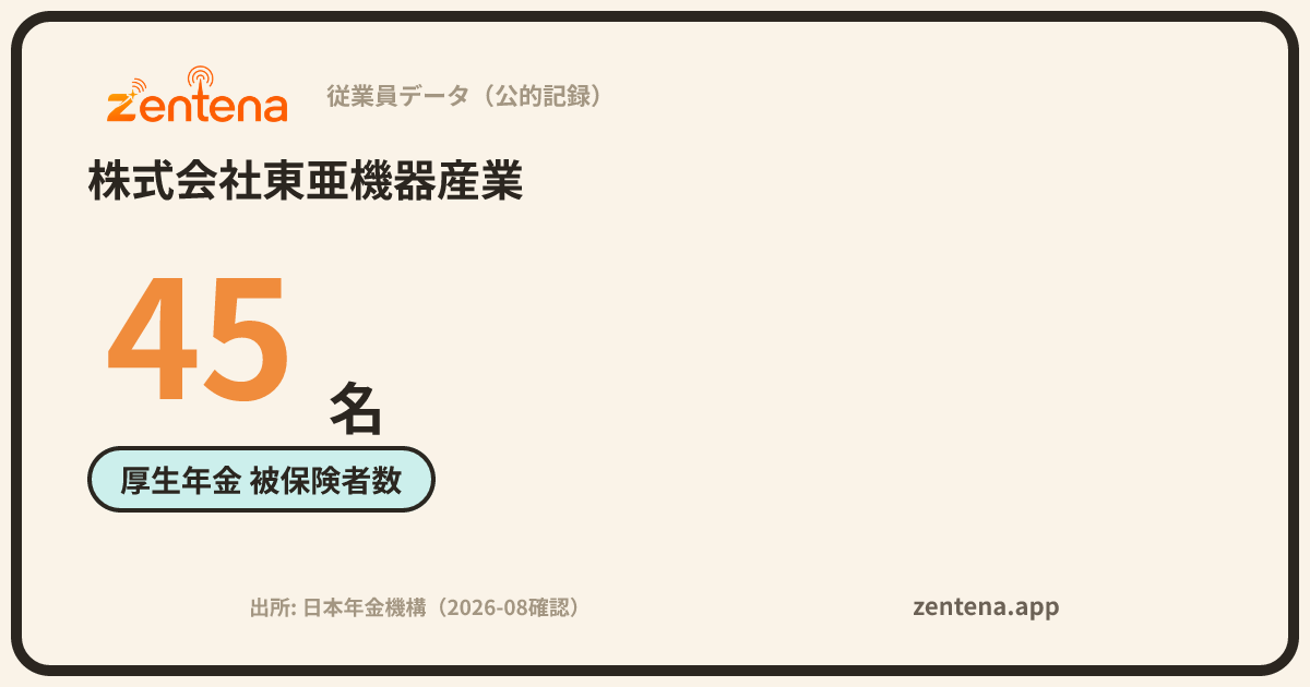 株式会社東亜機器産業の従業員データカード