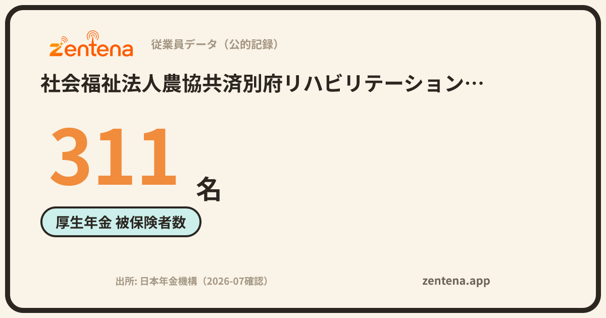 社会福祉法人農協共済別府リハビリテーションセンターの従業員データカード