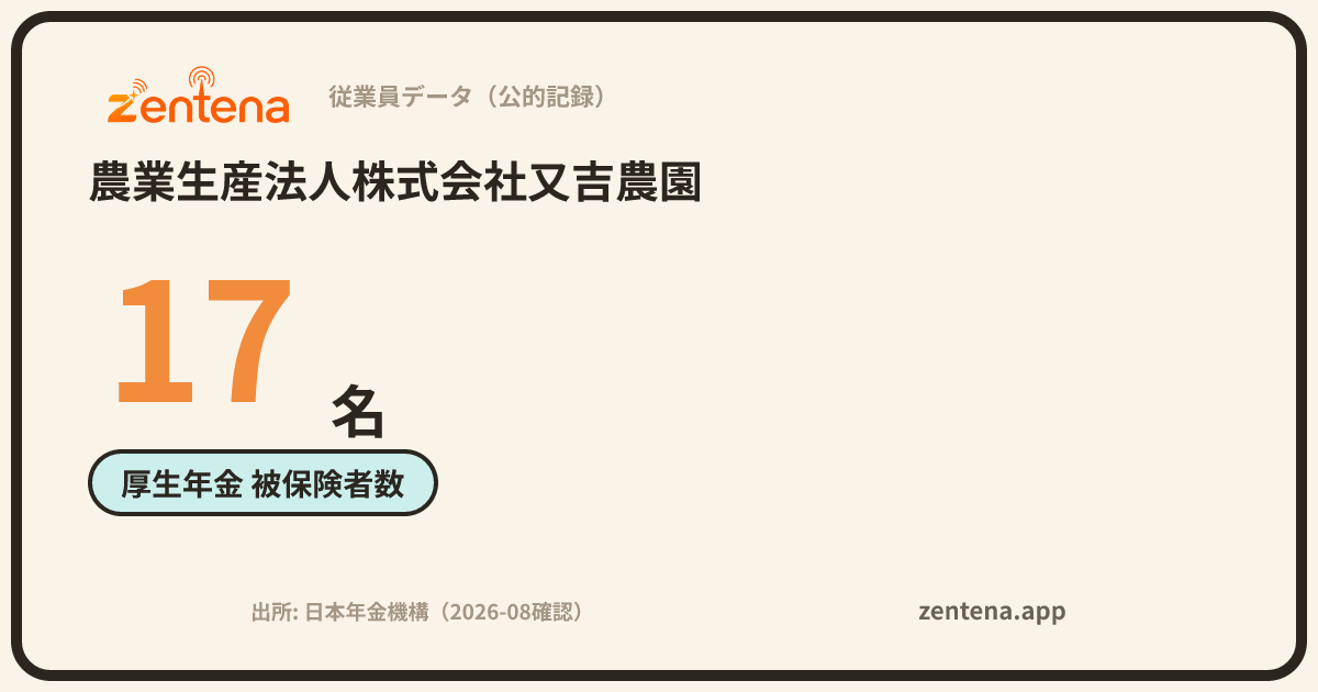 農業生産法人株式会社又吉農園の従業員データカード