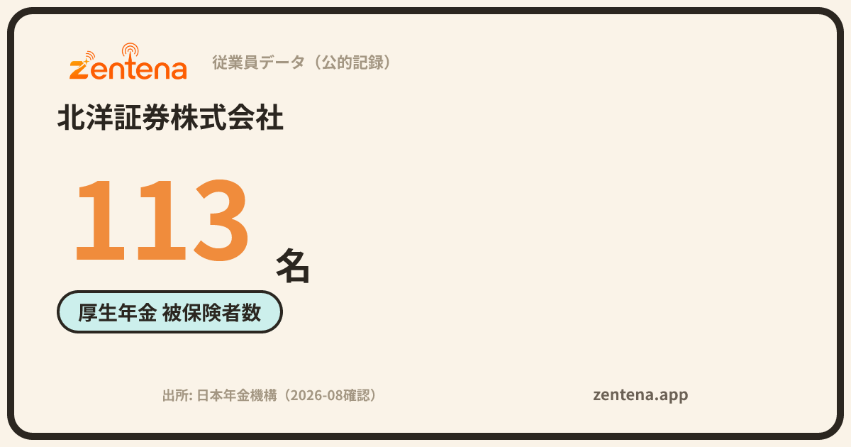 北洋証券株式会社の従業員データカード