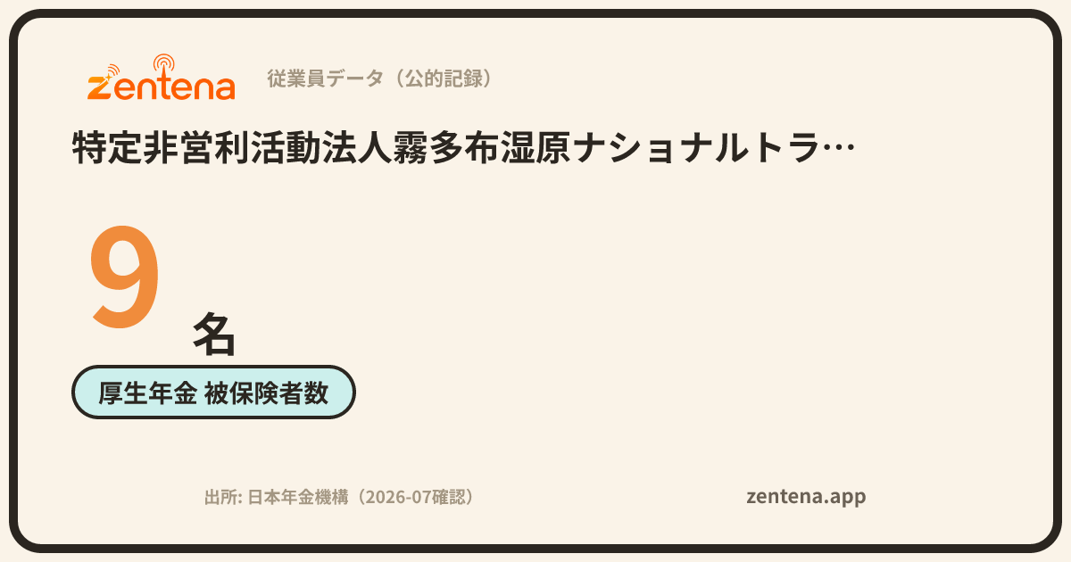 特定非営利活動法人霧多布湿原ナショナルトラストの従業員データカード