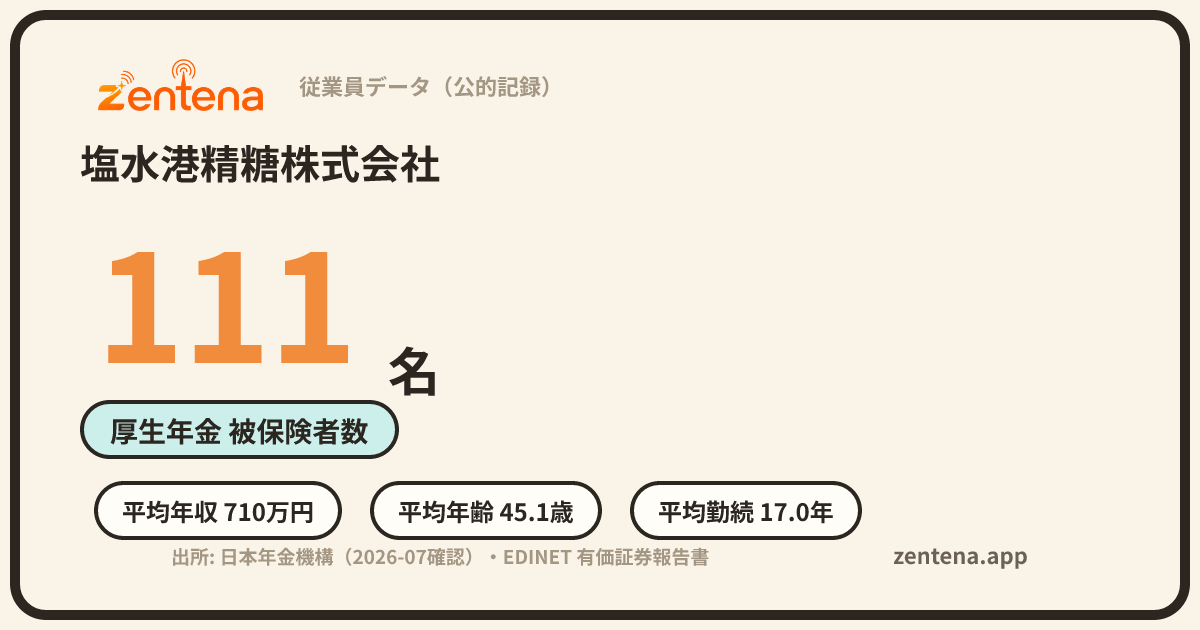 塩水港精糖株式会社の従業員データカード