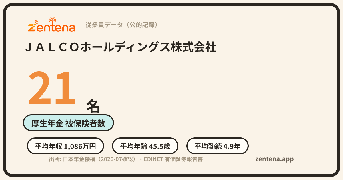 ＪＡＬＣＯホールディングス株式会社の従業員データカード