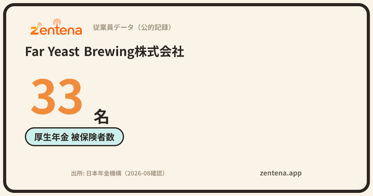 Far Yeast Brewing株式会社の従業員データカード
