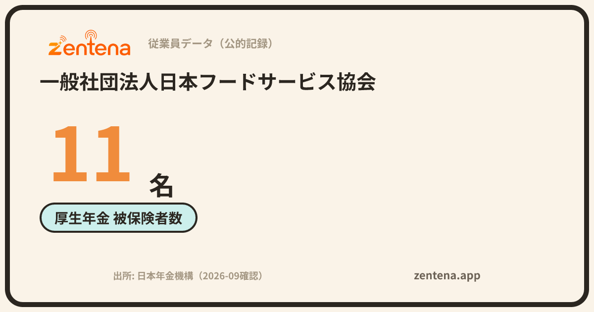 一般社団法人日本フードサービス協会の従業員データカード