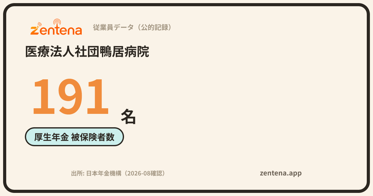 医療法人社団鴨居病院の従業員データカード