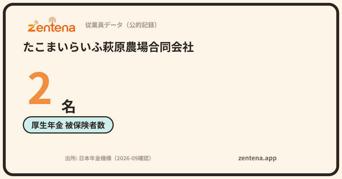 たこまいらいふ萩原農場合同会社の従業員データカード