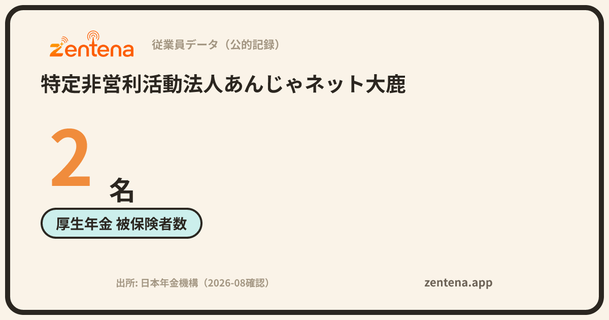 特定非営利活動法人あんじゃネット大鹿の従業員データカード