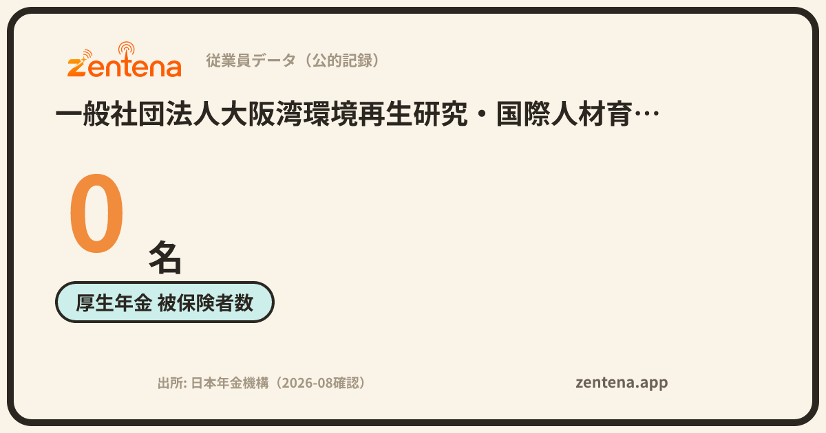 一般社団法人大阪湾環境再生研究・国際人材育成コンソーシアム・コアの従業員データカード