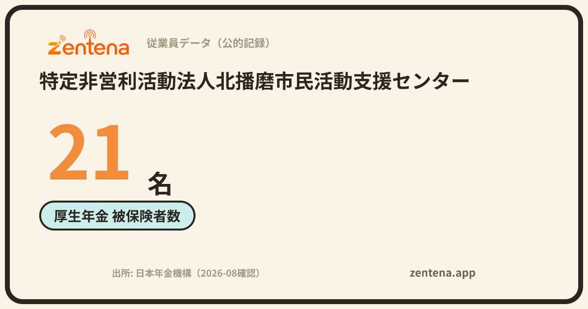 特定非営利活動法人北播磨市民活動支援センターの従業員データカード