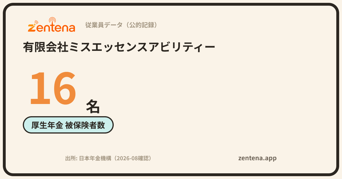 有限会社ミスエッセンスアビリティーの従業員データカード