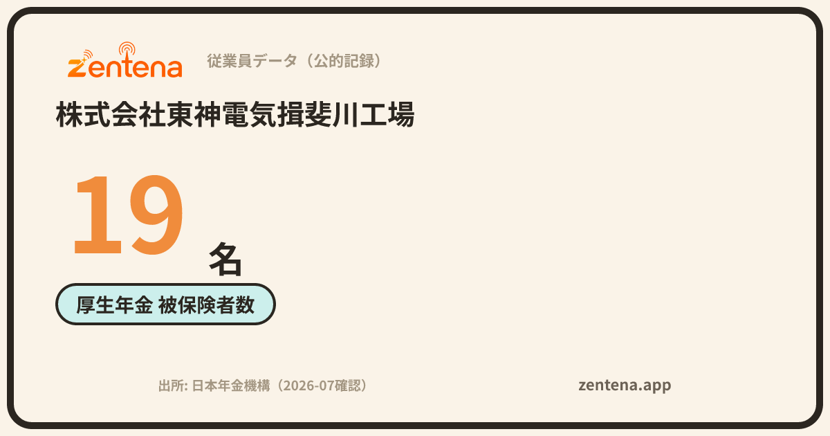 株式会社東神電気揖斐川工場の従業員データカード