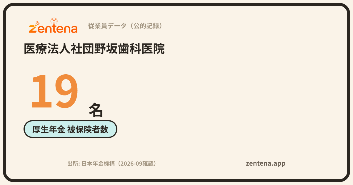 医療法人社団野坂歯科医院の従業員データカード