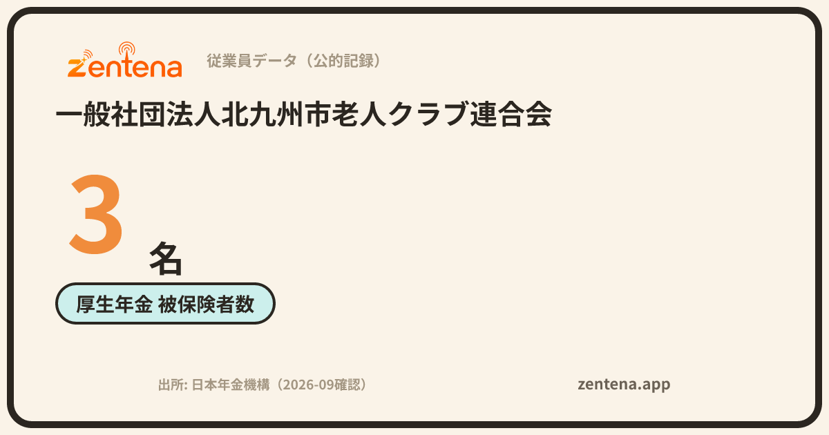 一般社団法人北九州市老人クラブ連合会の従業員データカード