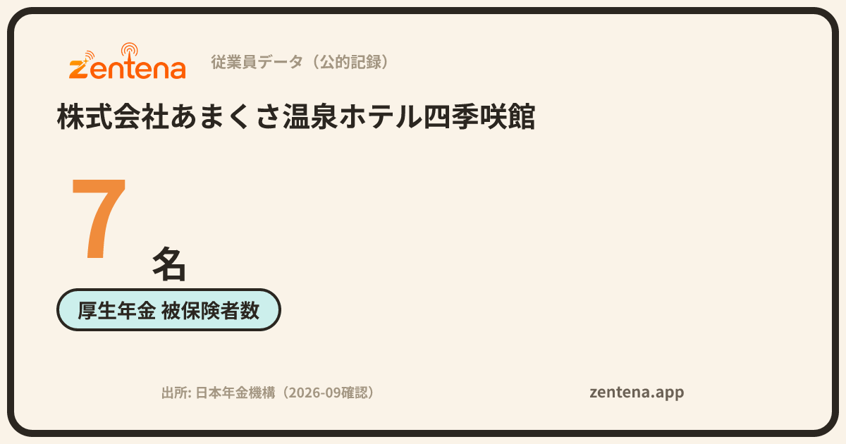 株式会社あまくさ温泉ホテル四季咲館の従業員データカード