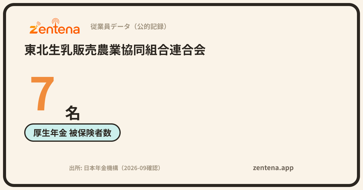 東北生乳販売農業協同組合連合会の従業員データカード