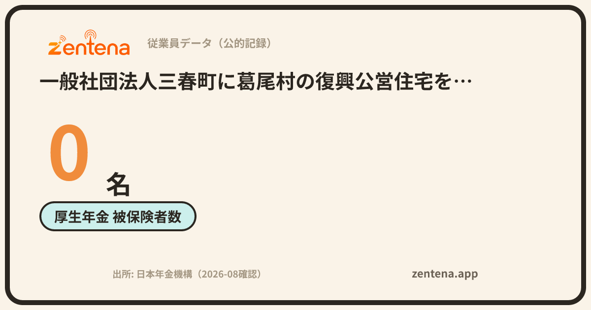 一般社団法人三春町に葛尾村の復興公営住宅を創る建設推進協議会の従業員データカード
