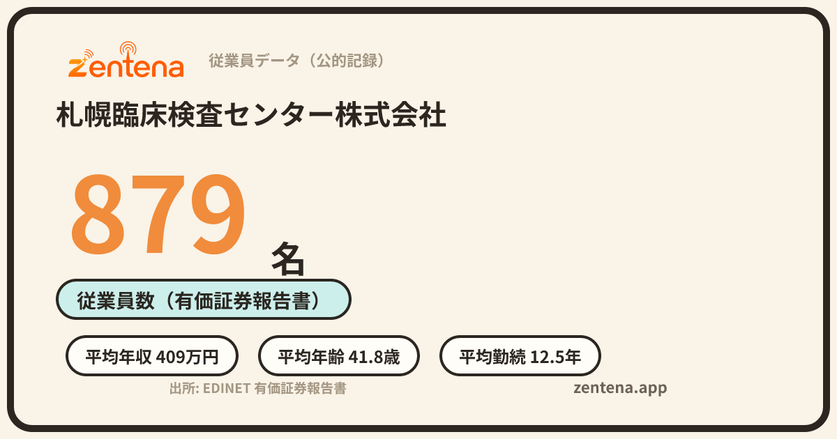 札幌臨床検査センター株式会社の従業員データカード