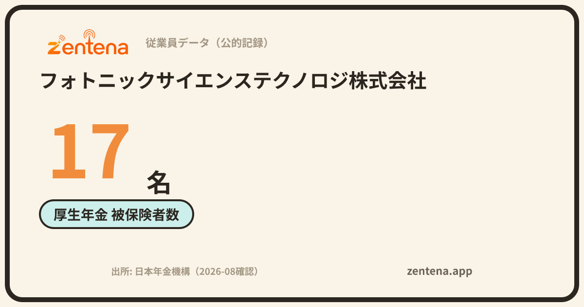 フォトニックサイエンステクノロジ株式会社の従業員データカード
