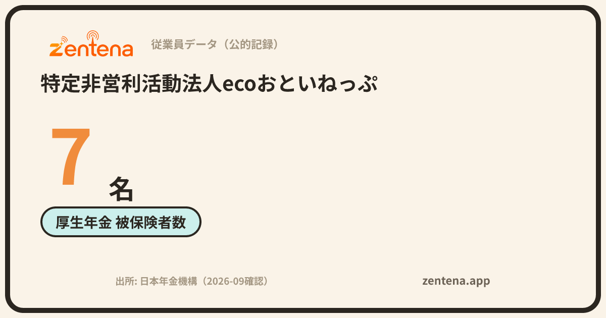 特定非営利活動法人ecoおといねっぷの従業員データカード