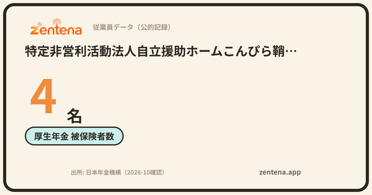 特定非営利活動法人自立援助ホームこんぴら鞘橋荘の従業員データカード