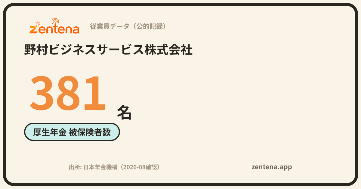 野村ビジネスサービス株式会社の従業員データカード