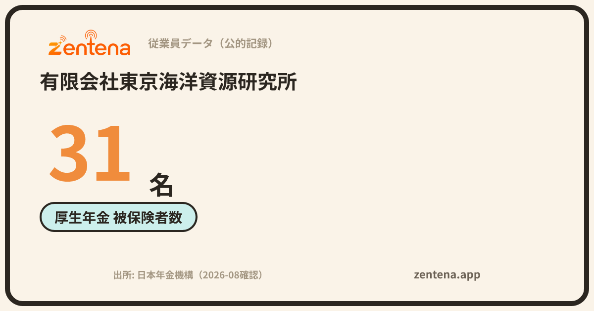 有限会社東京海洋資源研究所の従業員データカード