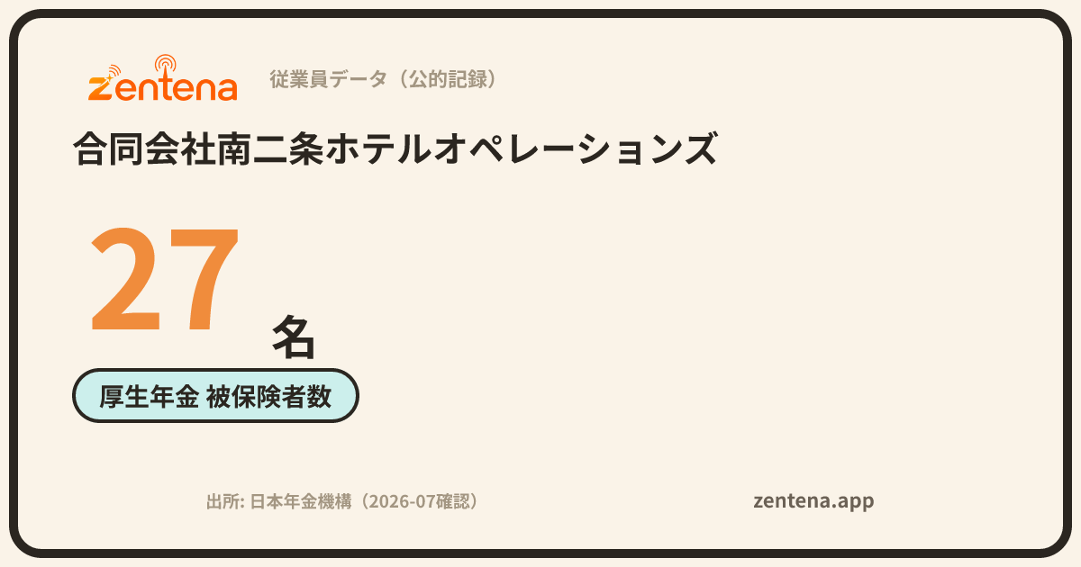 合同会社南二条ホテルオペレーションズの従業員データカード