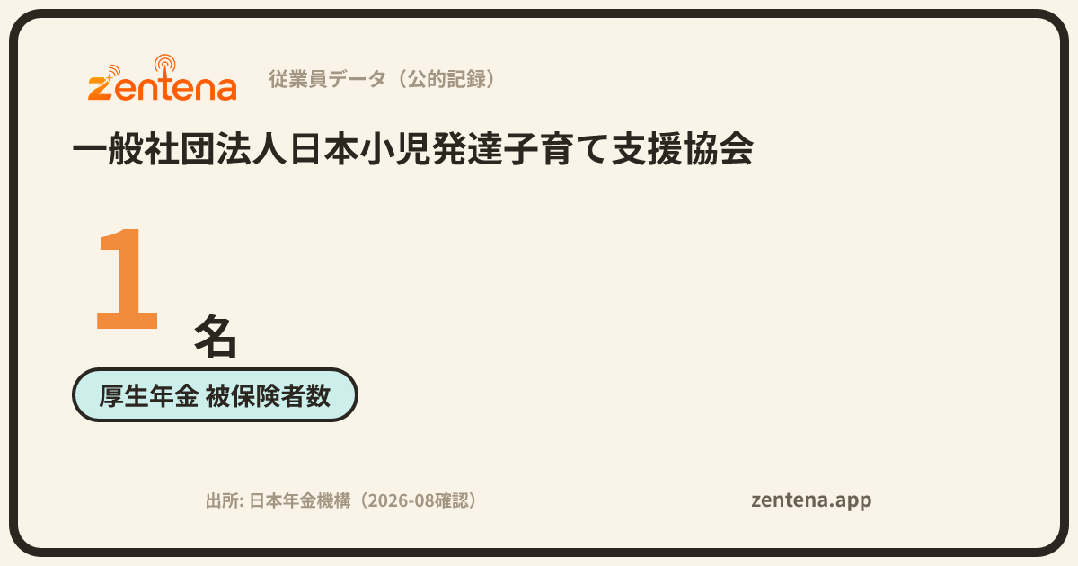一般社団法人日本小児発達子育て支援協会の従業員データカード
