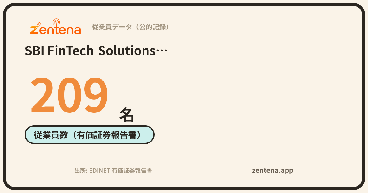 SBI FinTech Solutions株式会社の従業員データカード