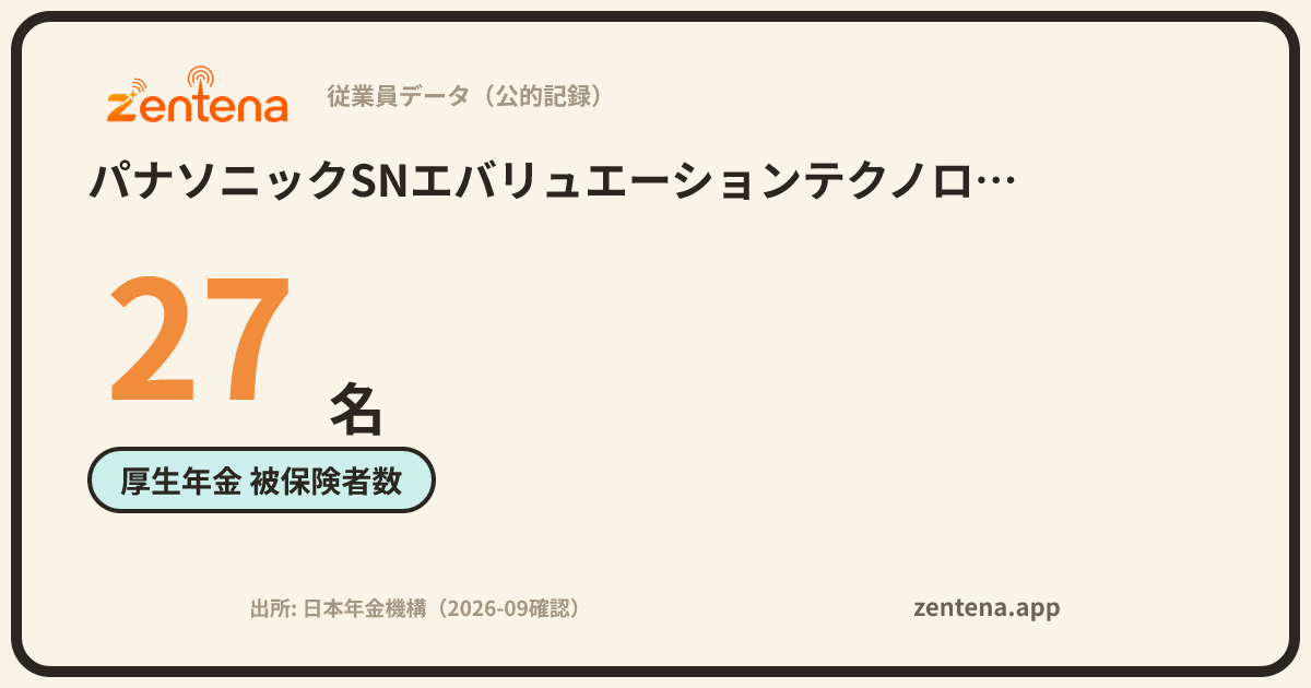 パナソニックSNエバリュエーションテクノロジー株式会社の従業員データカード
