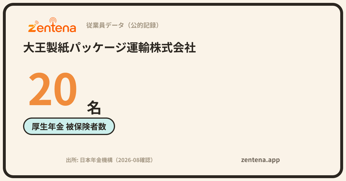大王製紙パッケージ運輸株式会社の従業員データカード