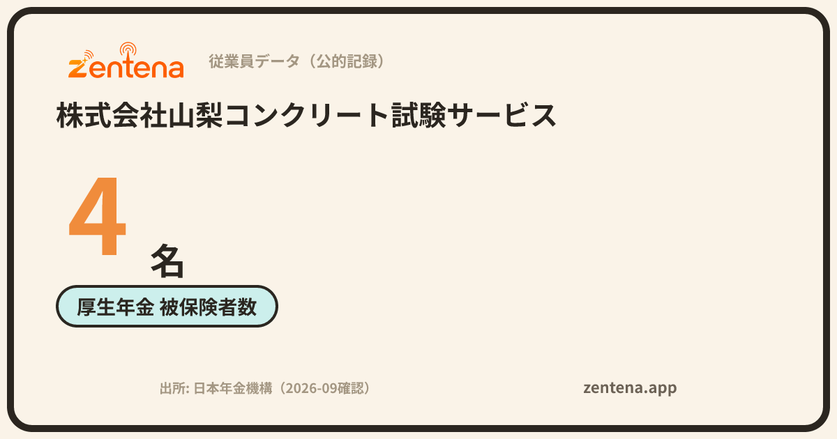株式会社山梨コンクリート試験サービスの従業員データカード