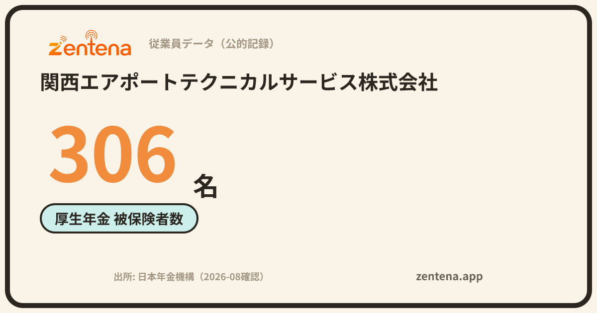 関西エアポートテクニカルサービス株式会社の従業員データカード