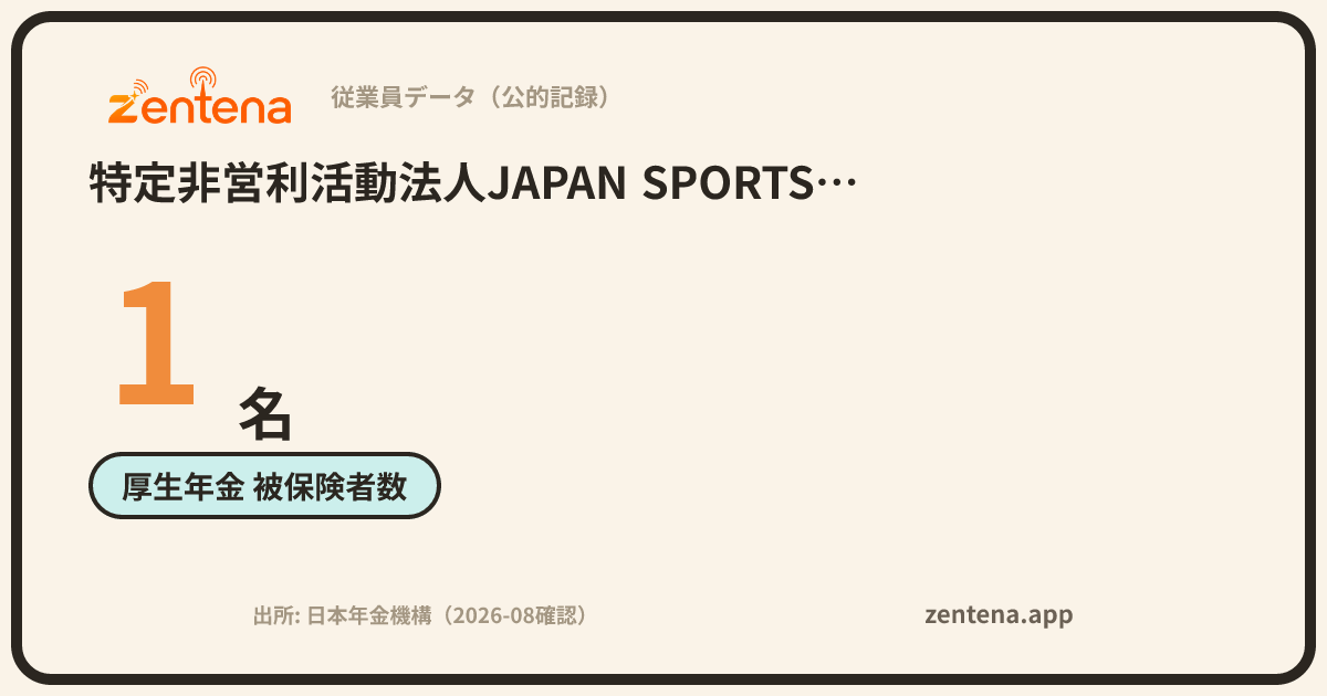 特定非営利活動法人JAPAN SPORTS SALVAGEの従業員データカード