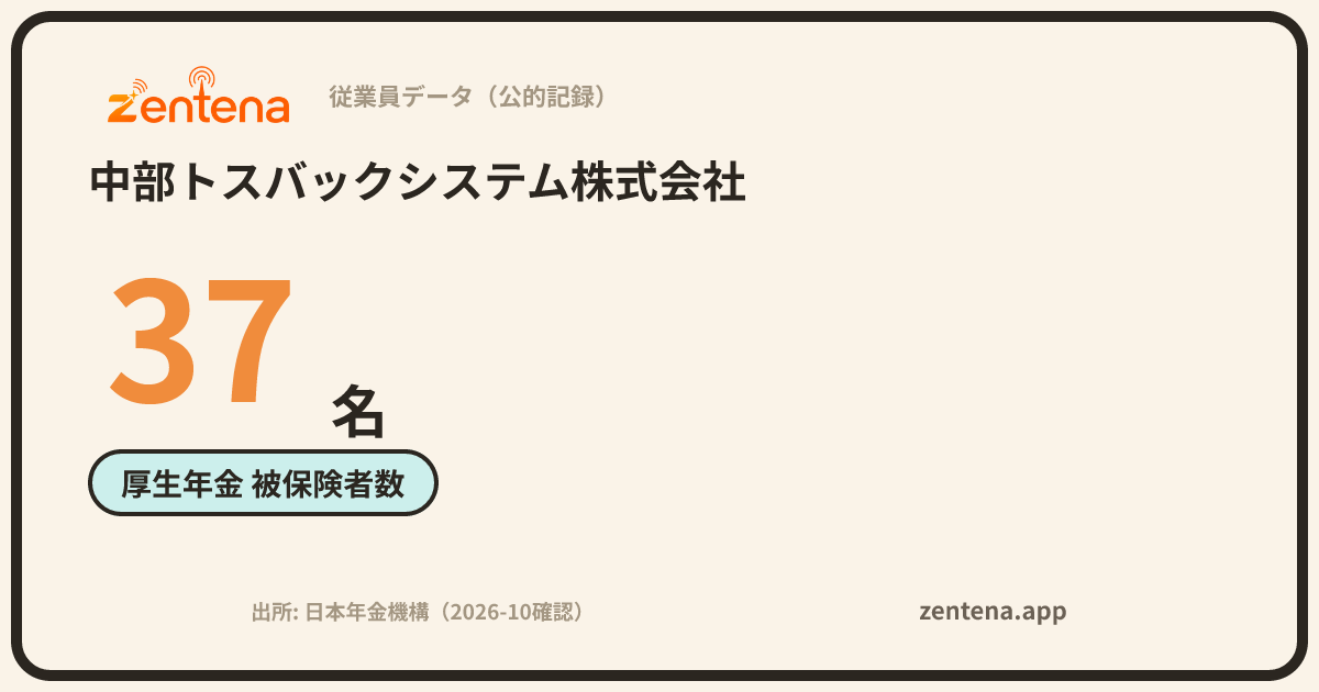 中部トスバックシステム株式会社の従業員データカード
