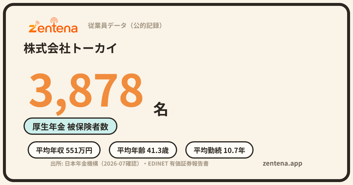株式会社トーカイの従業員データカード
