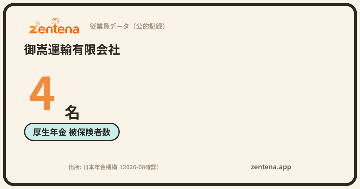 御嵩運輸有限会社の従業員データカード
