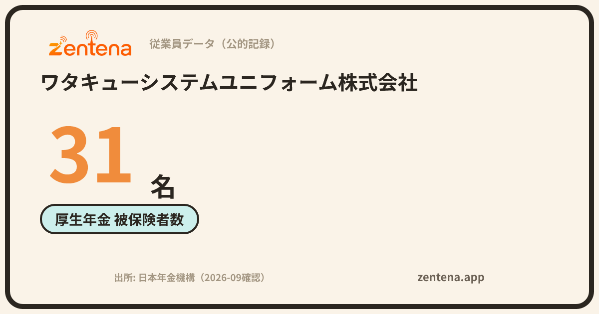 ワタキューシステムユニフォーム株式会社の従業員データカード