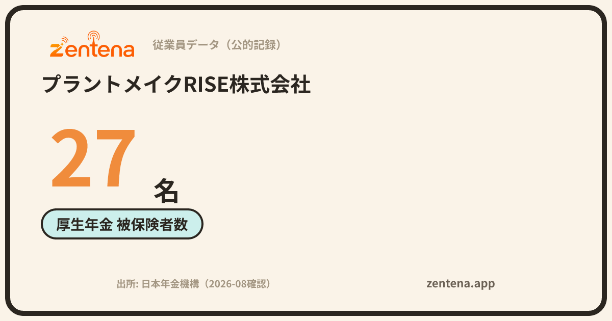 プラントメイクRISE株式会社の従業員データカード
