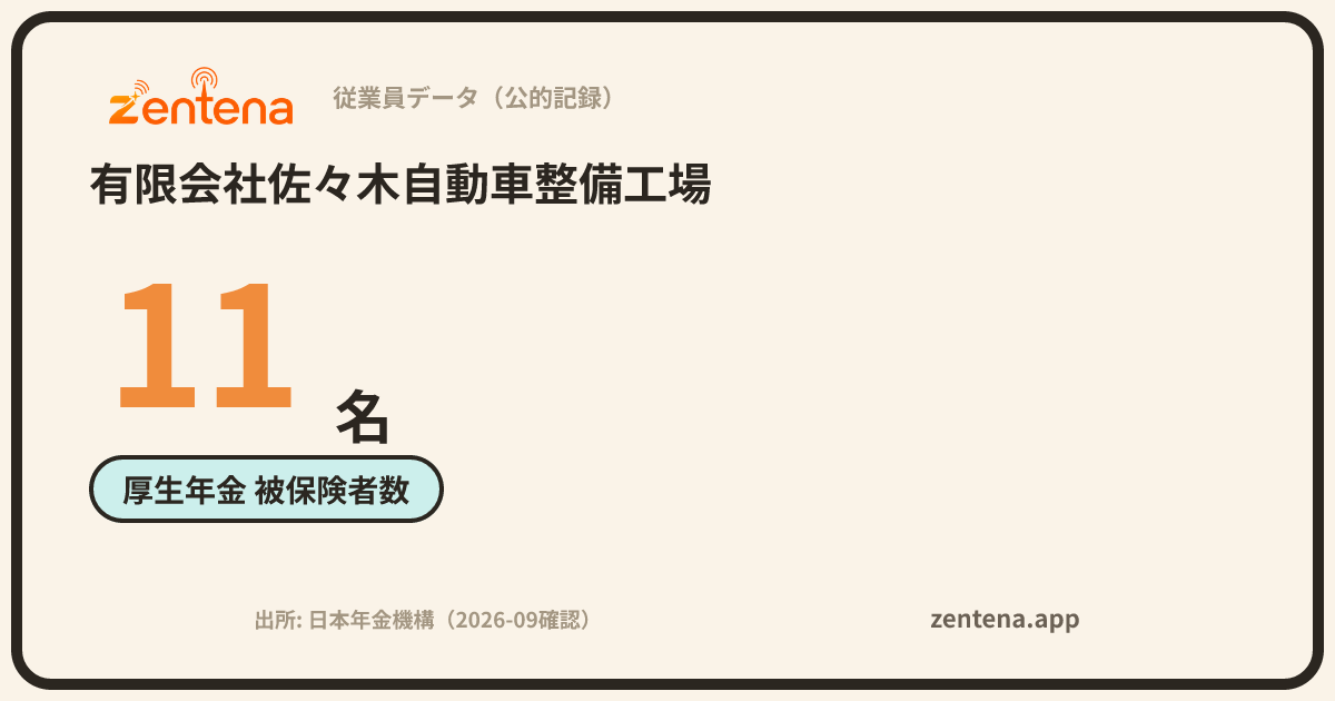 有限会社佐々木自動車整備工場の従業員データカード
