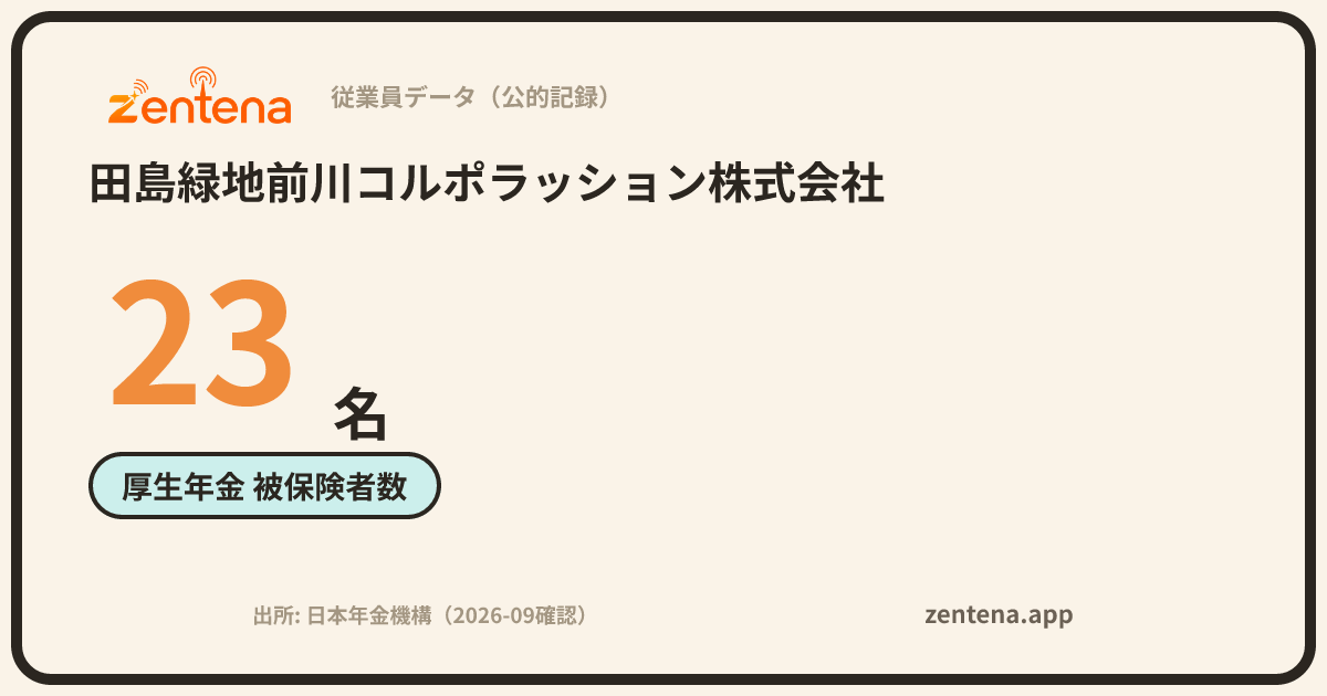 田島緑地前川コルポラッション株式会社の従業員データカード