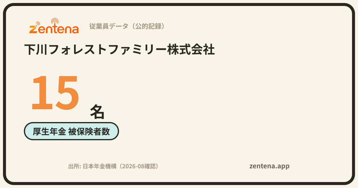 下川フォレストファミリー株式会社の従業員データカード