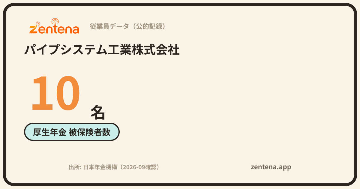パイプシステム工業株式会社の従業員データカード