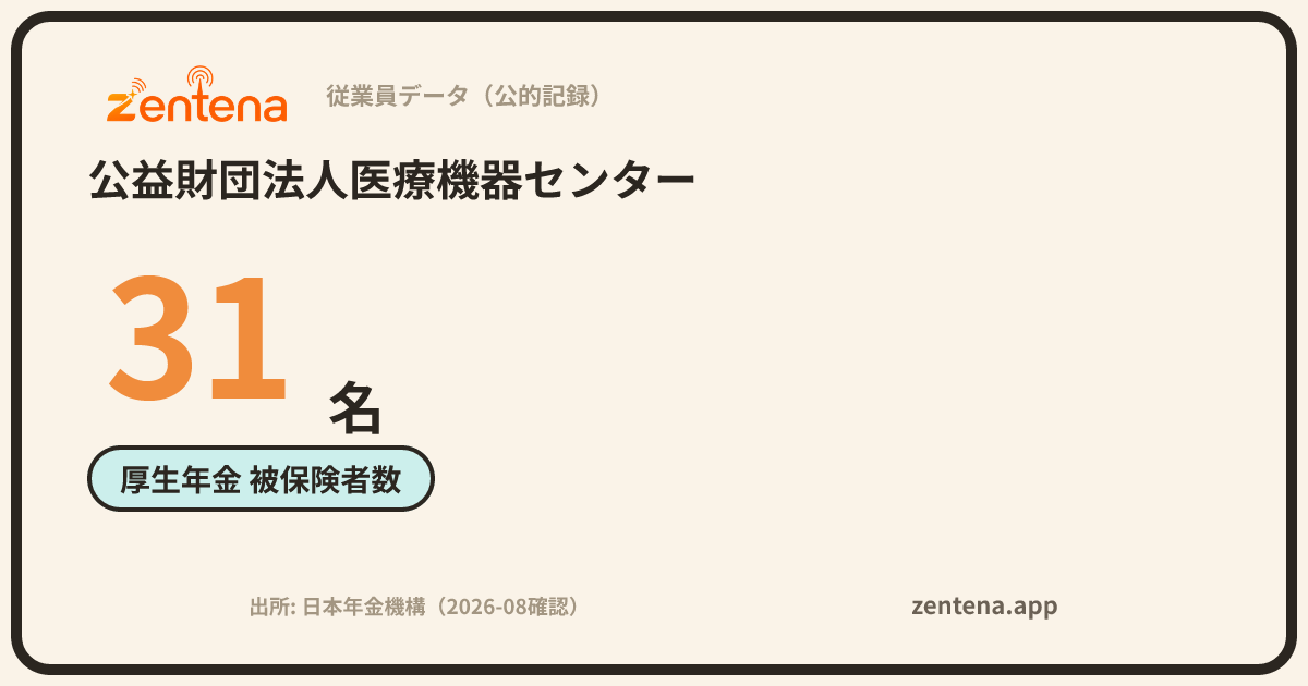 公益財団法人医療機器センターの従業員データカード
