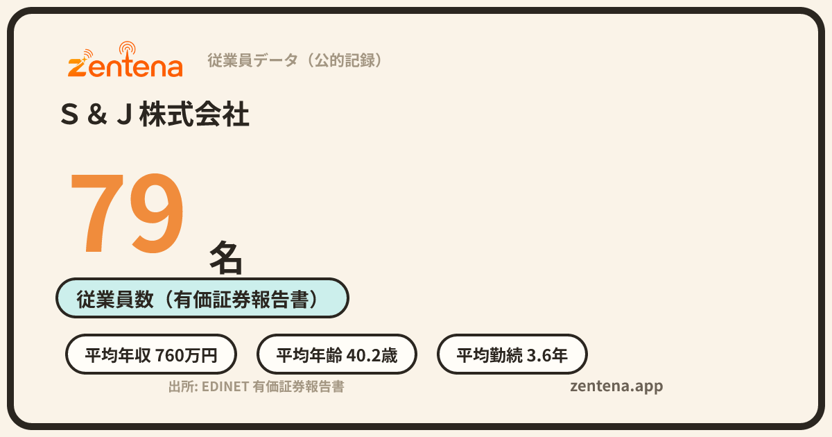 Ｓ＆Ｊ株式会社の従業員データカード