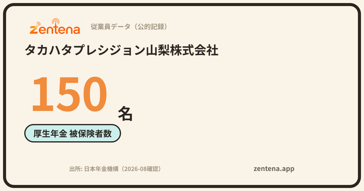 タカハタプレシジョン山梨株式会社の従業員データカード