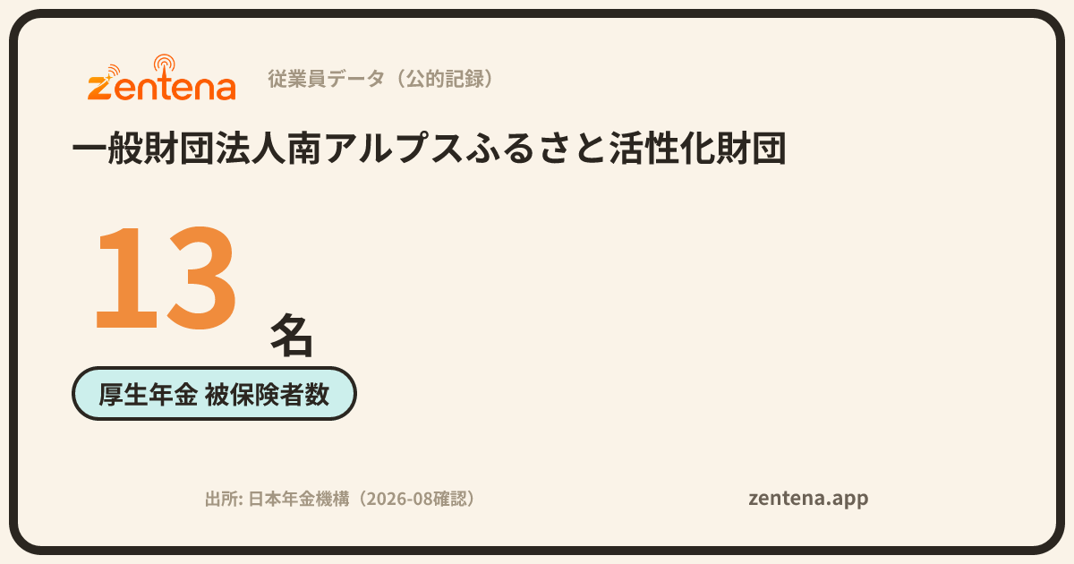 一般財団法人南アルプスふるさと活性化財団の従業員データカード