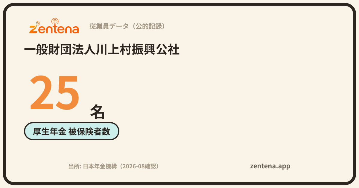 一般財団法人川上村振興公社の従業員データカード